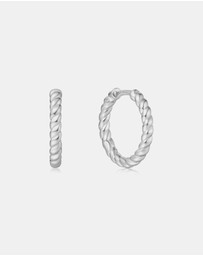 Ania Haie - Ania Haie Silver Texture Medium Huggie Hoop Earrings