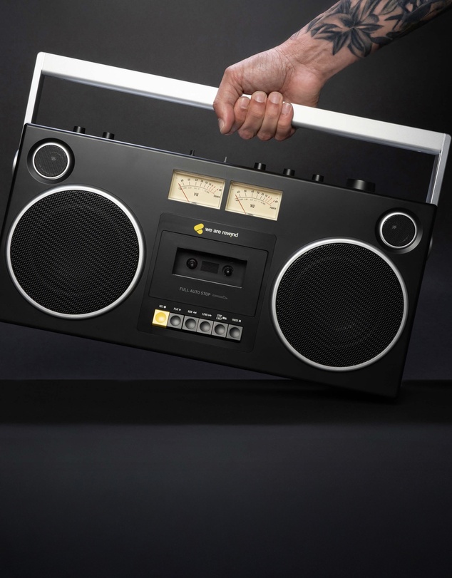 We Are Rewind - We Are Rewind Getto Blaster Cassette Player & Recorder - Curtis, Black