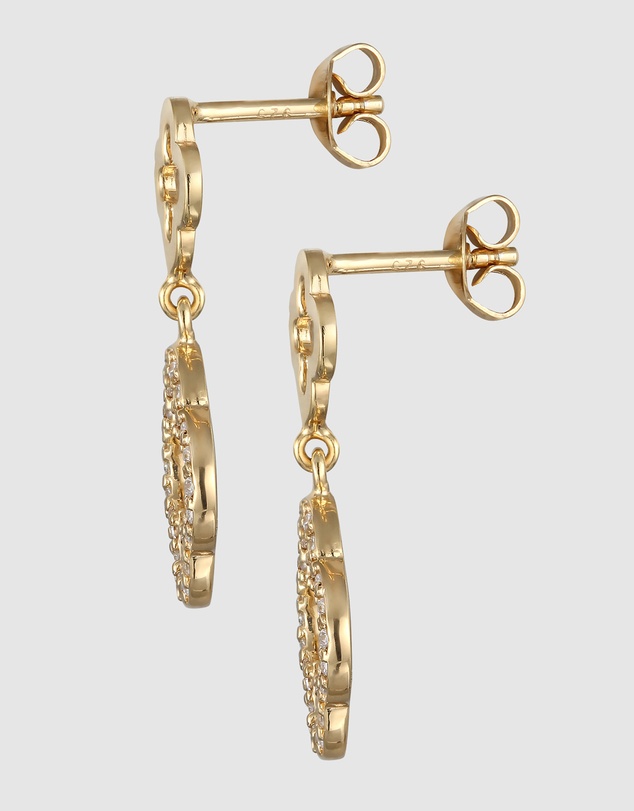 Elli Jewelry - Zirconia Cloverleaf Drop Earrings in Gold-Plated 925 Silver