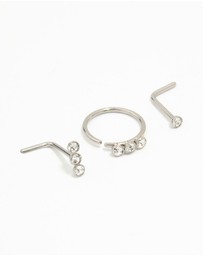 Lovisa - Surgical Steel Triangular Diamante Nose 3-Pack