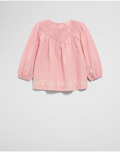 Country Road - Long Sleeve Shirred Blouse