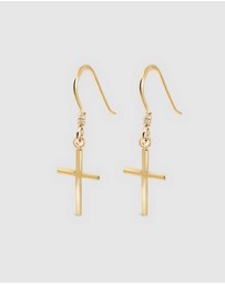 Ichu - Tiny Cross Earrings Gold