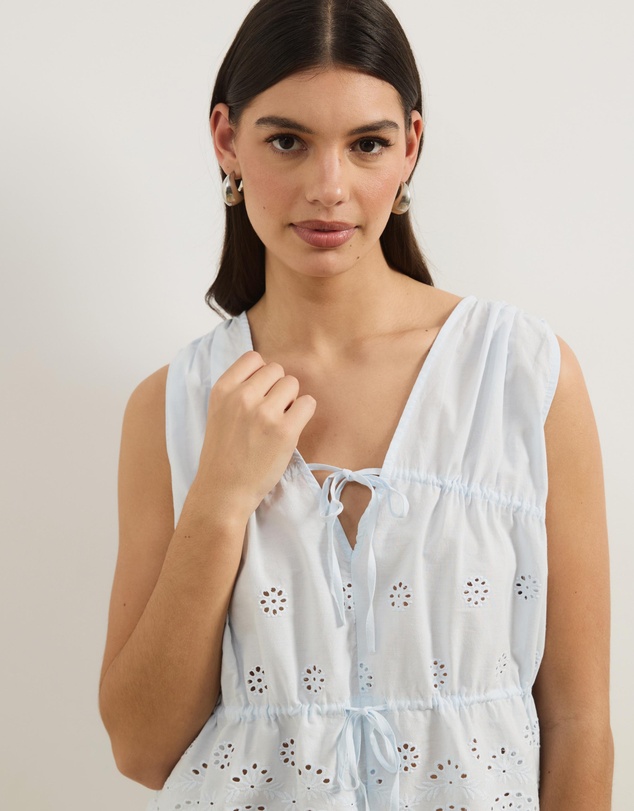 Atmos&Here - Eliza Broderie Tie Front Top