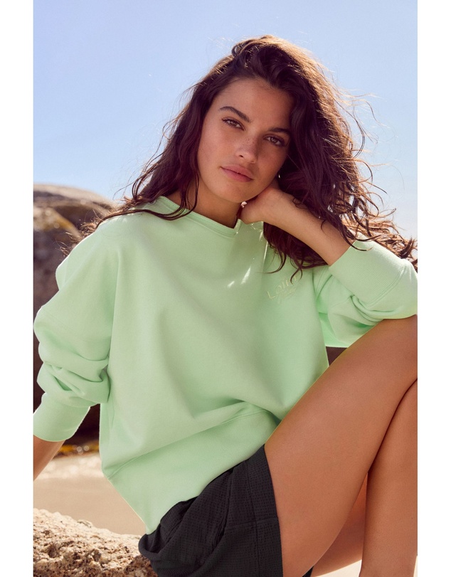 NEXT - Raw Hem Detail Washed 100% Cotton Crew Neck Sweatshirt