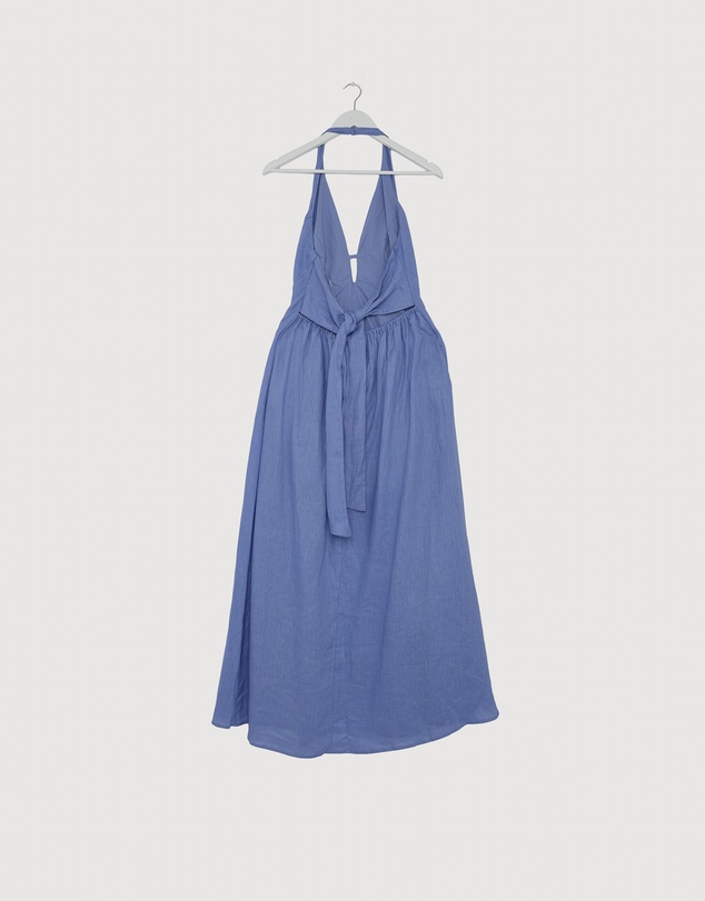 Revibe - Repaired AERE Odele Linen Halter Midi Dress - AU 10