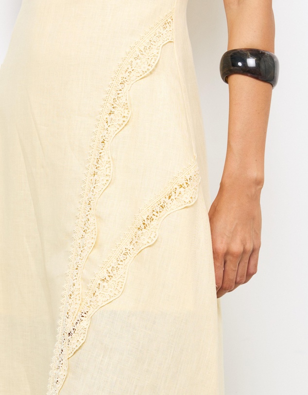 AERE - Adel Lace Insert Linen Midi Dress
