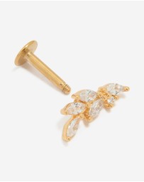 Lovisa - Gold Plated Titanium Cubic Zirconia Leaf Flat Back Stud