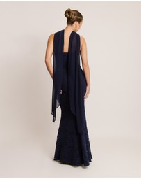 Six Stories - Lace Corset Maxi Dress with Neck Scarf