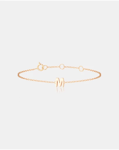 The Silver Collective - Children's A-Z Letter Bracelet - M