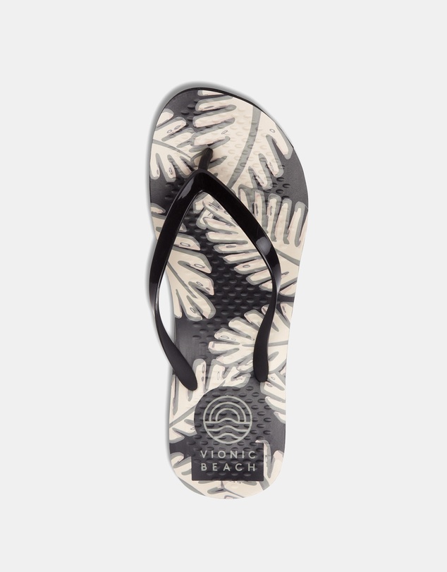 Vionic - Noosa Print Toe Post Sandal - Palm Black