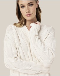 Papinelle - Cotton Cashmere Cable V-Neck Jumper