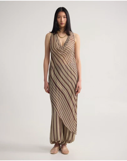 Oxford - Jasmine Stripe Asymetric Top