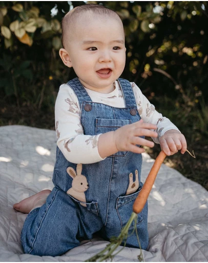 Purebaby - Bunny Denim Overall Set - Kids-Babies
