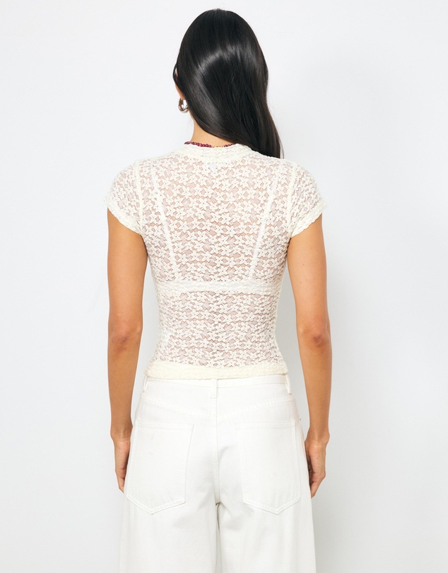 AERE - Zia Short Sleeve Lace Top