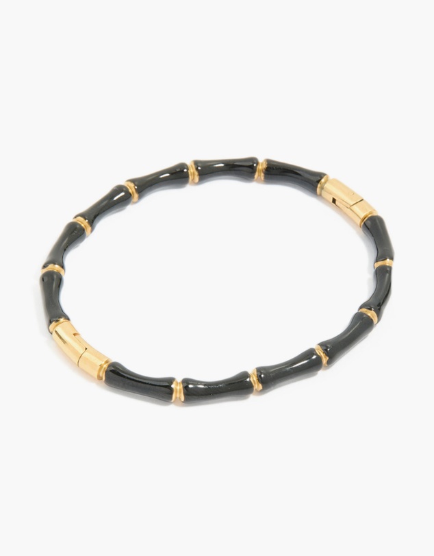 Lovisa - Waterproof Gold Plated Stainless Steel Black Enamel Bamboo Bangle