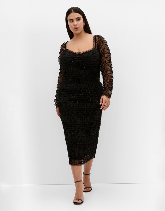City Chic - Sofie Dobby Spot Midi Dress
