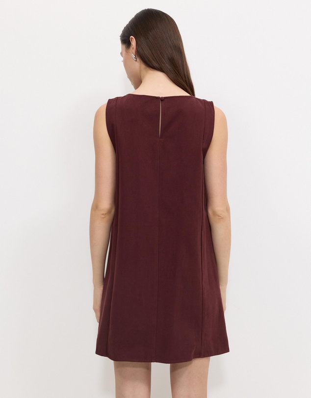 Calli - Ruby Cotton Twill Shift Dress