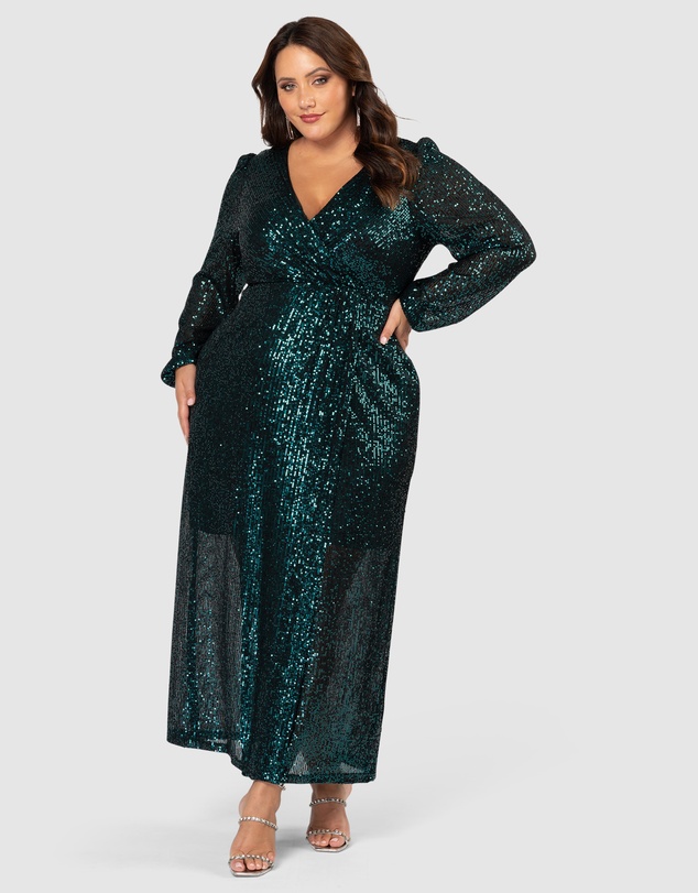 Pink Dusk by Curve Project - All I Want Sequin Maxi Dress