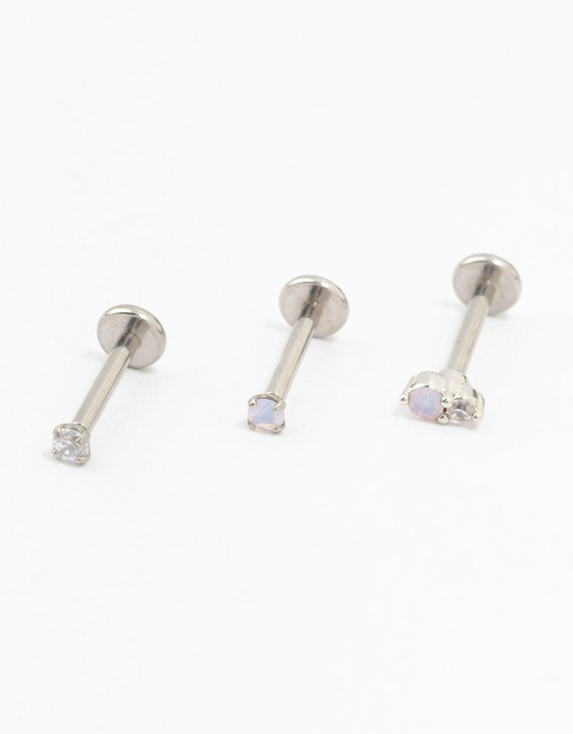 Lovisa - Surgical steel Cubic Zirconia Flat Back Studs 3-Pack
