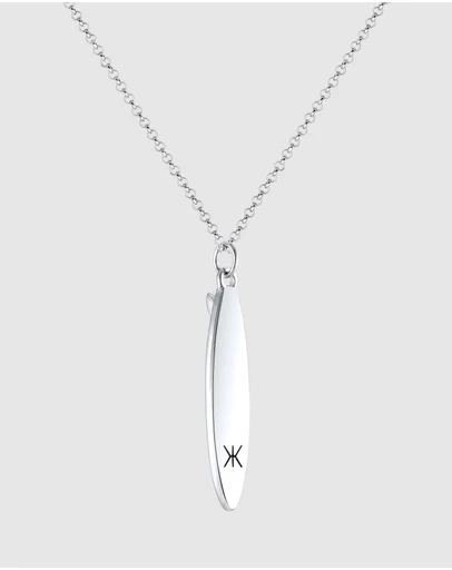 Kuzzoi - ICONIC EXCLUSIVE - Long Necklace with Surfboard Pendant in 925 Sterling Silver