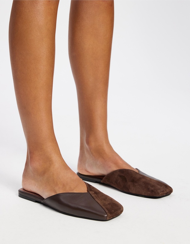 AERE - Suede Leather Spliced Slides