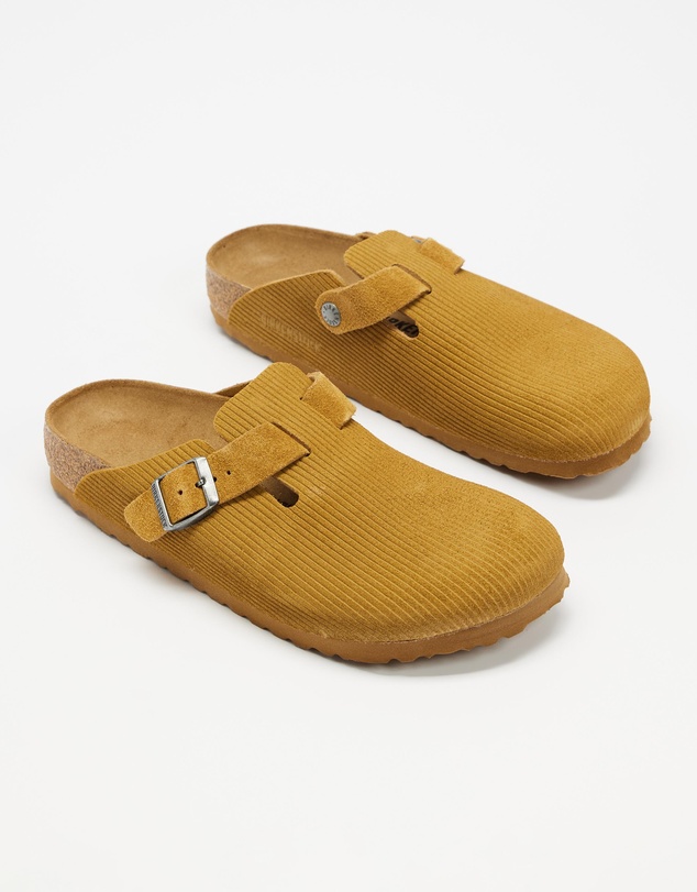 Birkenstock - Boston Corduroy Cork Embossed Suede Leather Narrow - Women's