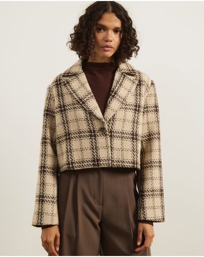Cream & Brown Check