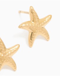 Lovisa - Waterproof Gold Plated Stainless Steel Textured Starfish Stud Earrings