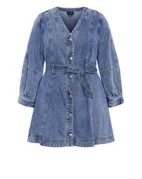 City Chic - Demi Belted Denim Mini Dress