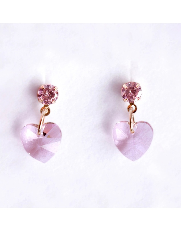 Lauren Hinkley - Blush Pink Jewel Heart Earrings