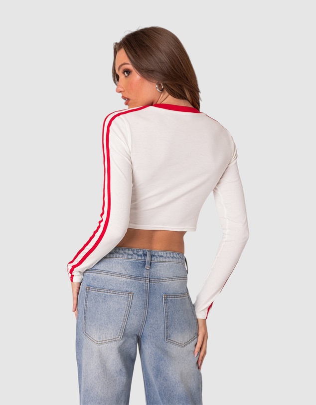 EDIKTED - Cherry On Top Long Sleeve Cropped T Shirt