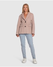Belle & Bloom - Stuck On You Wool Blend Cinched Waist Blazer