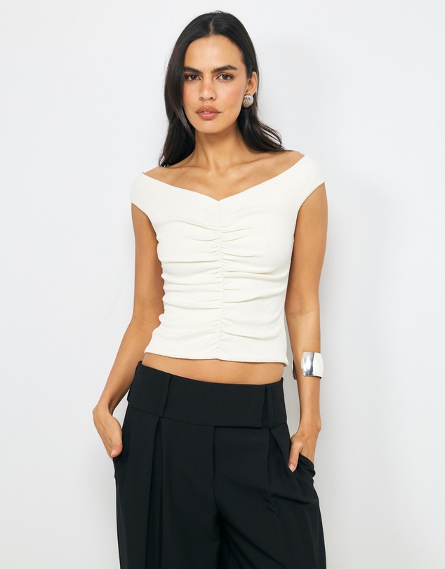 AERE - Bella Off Shoulder Ruched Top