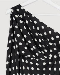 Revibe - Repaired BY JOHNNY. Dove Drape Polka Ankle Dress - AU 8