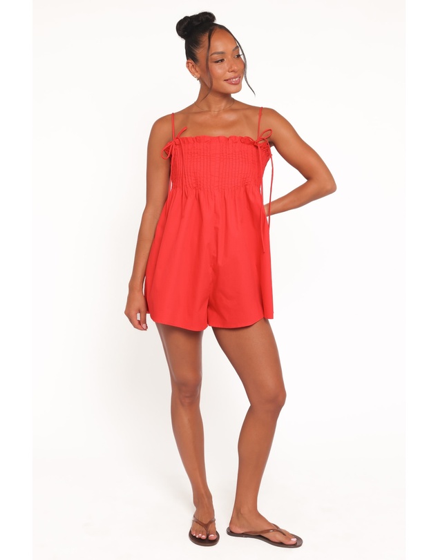 Petal & Pup - Liora Pleated Playsuit - Red