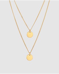Elli Jewelry - Necklace Layer Platelet Pendant Hammered in 925 Sterling Silver Gold Plated