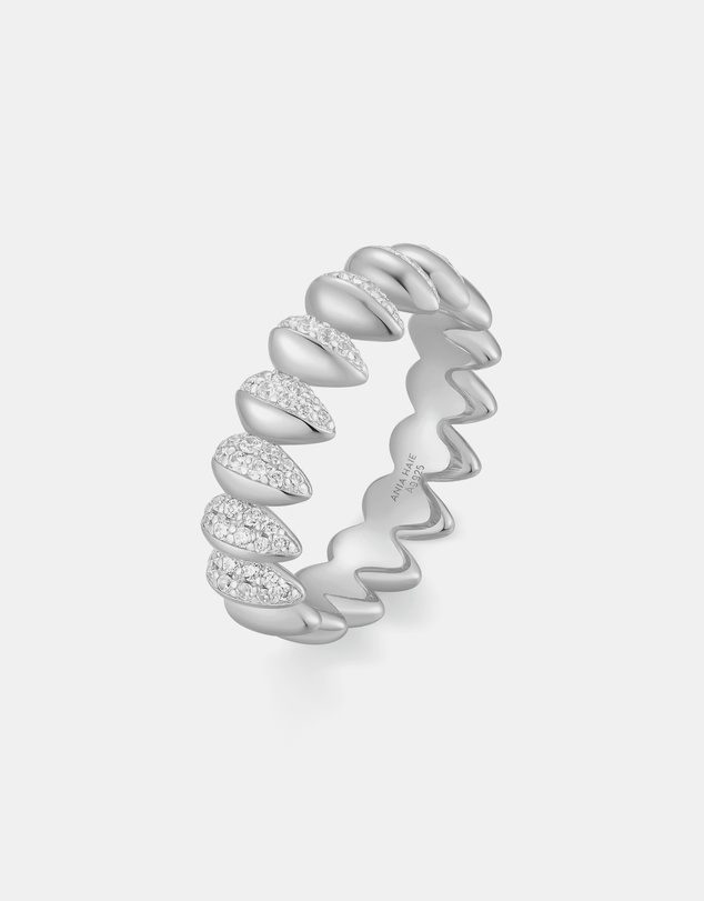 Ania Haie - Ania Haie Silver Sparkling Puffy Spike Ring