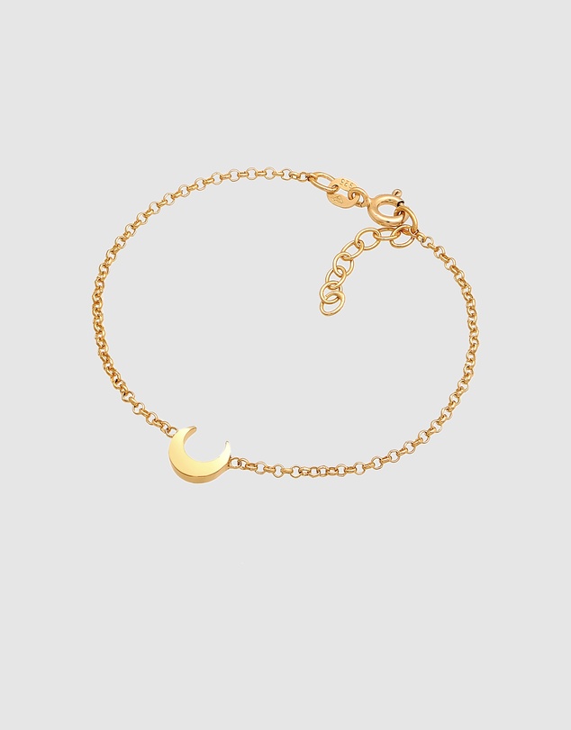 Elli Jewelry - Crescent Moon Kids Bracelet in Gold-Plated 925 Silver