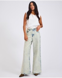 ONE TEASPOON - Love Machines Mid Waist Super Wide Leg Denim Jeans - Ambrosia Blue