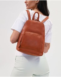 Milleni - Milleni Ladies Genuine Leather Twin Zip Backpack