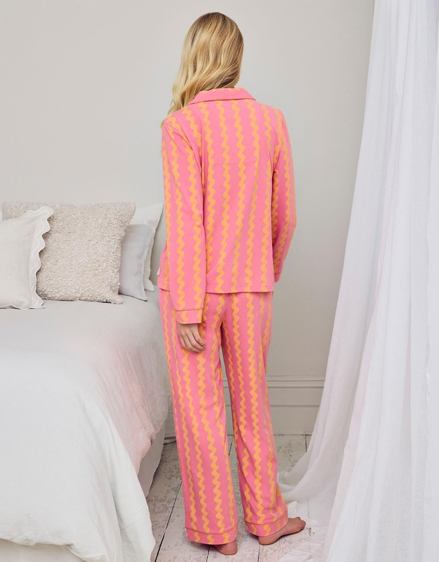 Chelsea Peers - Organic Cotton Wiggle Stripe Long Pyjama Set