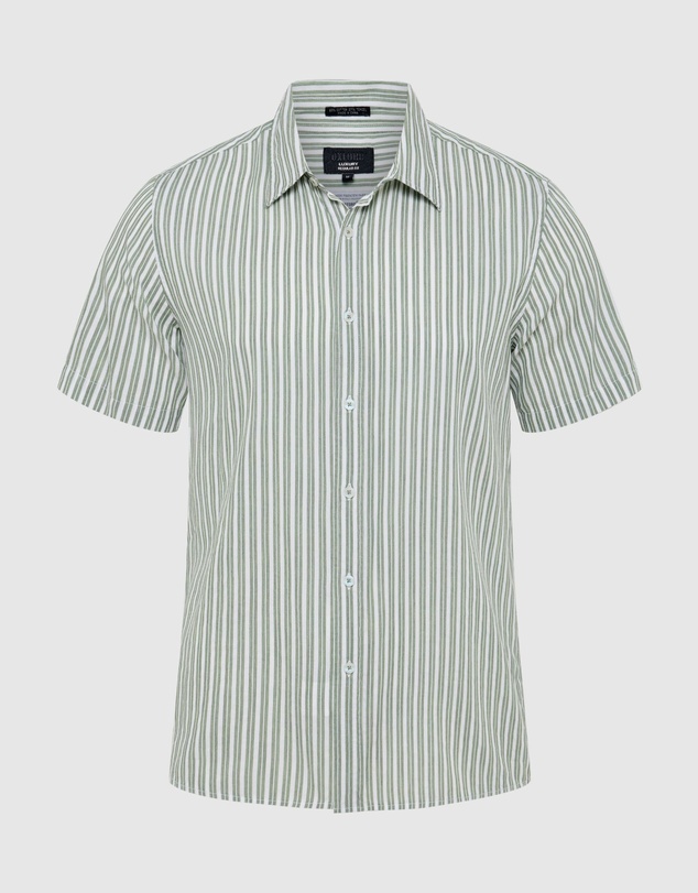 Oxford - Leyton Short Sleeve Stripe Linen Shirt