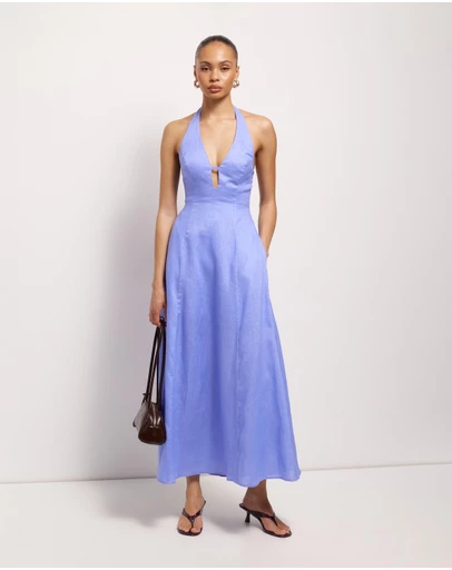 AERE - Odele Linen Halter Midi Dress