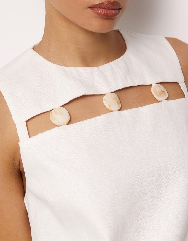 AERE - Haven Linen Beaded Mini Dress