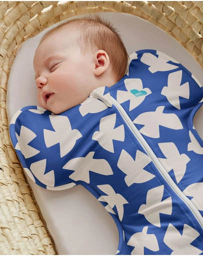 Love to Dream - Swaddle Up 1.0 TOG Stretch Cotton Paperbirds in Cobalt