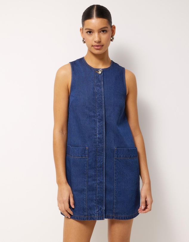 AERE - Brielle Denim Twill Mini Dress
