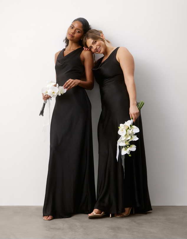 Six Stories - Cowl Front Satin Bridesmaid Dress