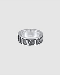 Kuzzoi - ICONIC EXCLUSIVE - Ring Signet Roman Numerals Enamel in 925 Sterling Silver