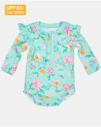 Toshi - Swim Onesie L/S Ripple -  Waratah Mint 1