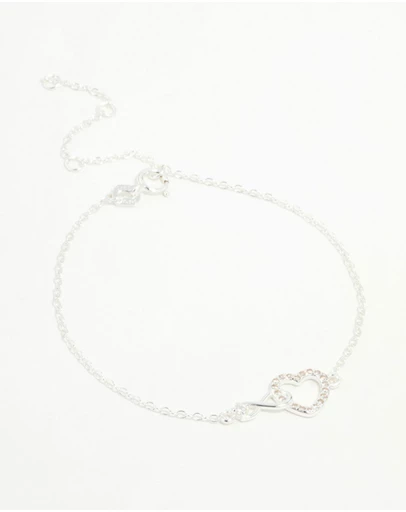 Lovisa - Sterling Silver Infinity & Cubic Zirconia Heart Link Bracelet